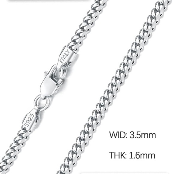 New 925 Sterling Silver Cuban Chain Necklace Diamond Cut Curb Chain Link - Picture 6 of 15